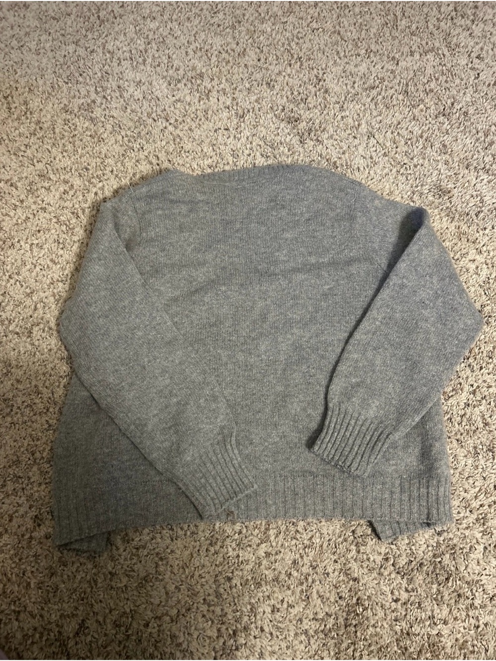 PRECO Gray Cardigan with Navy Trim and Button Placket - Picture 3 of 3